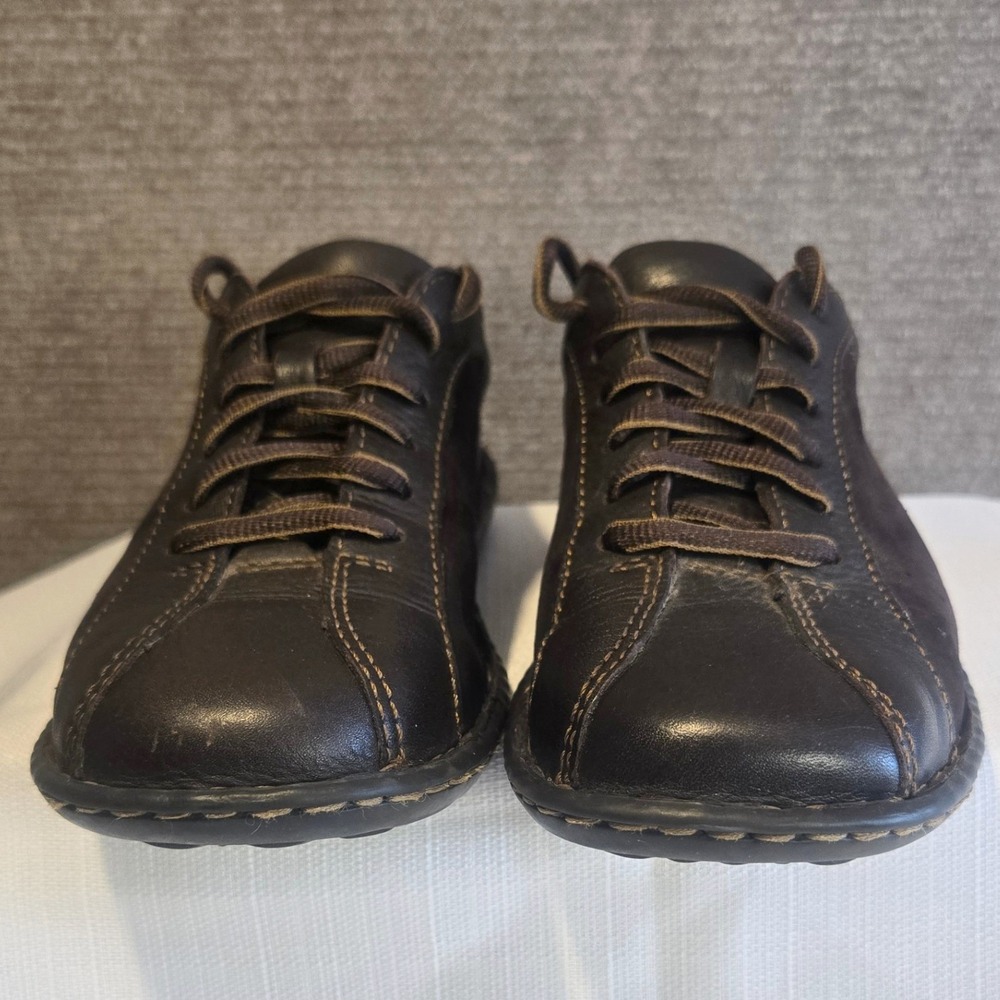 Born Womens 8.5 Dark Brown Leather Lace Up Walking Shoes W61015 Comfort Sneakers - Picture 4 of 9